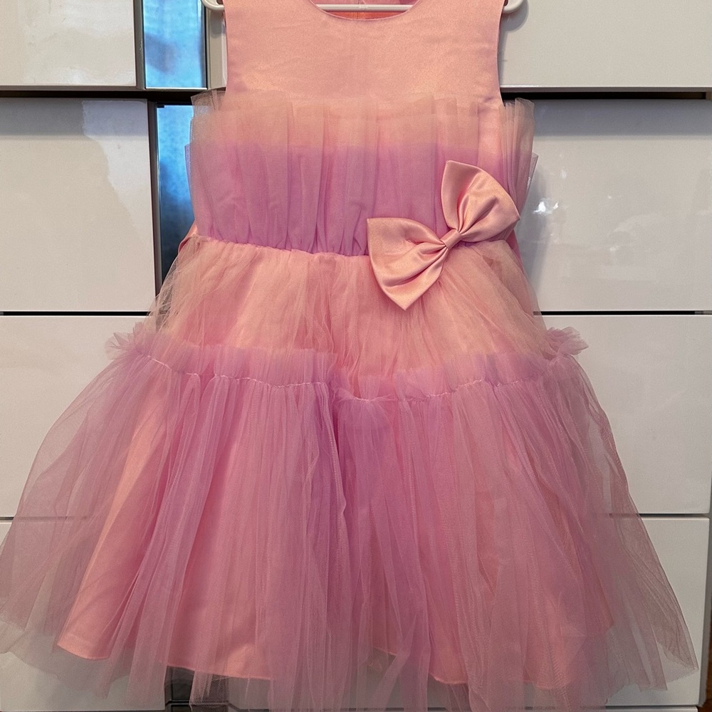 Pink and Purple Tulle Dress with Bow